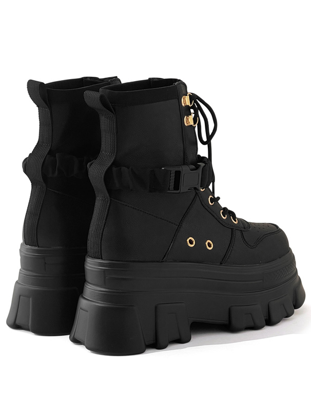 2Wayストラップ付き厚底レースアップショートブーツ