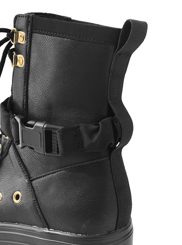 2Wayストラップ付き厚底レースアップショートブーツ