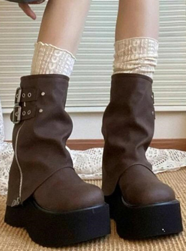 ダブルベルトレザーブーツ