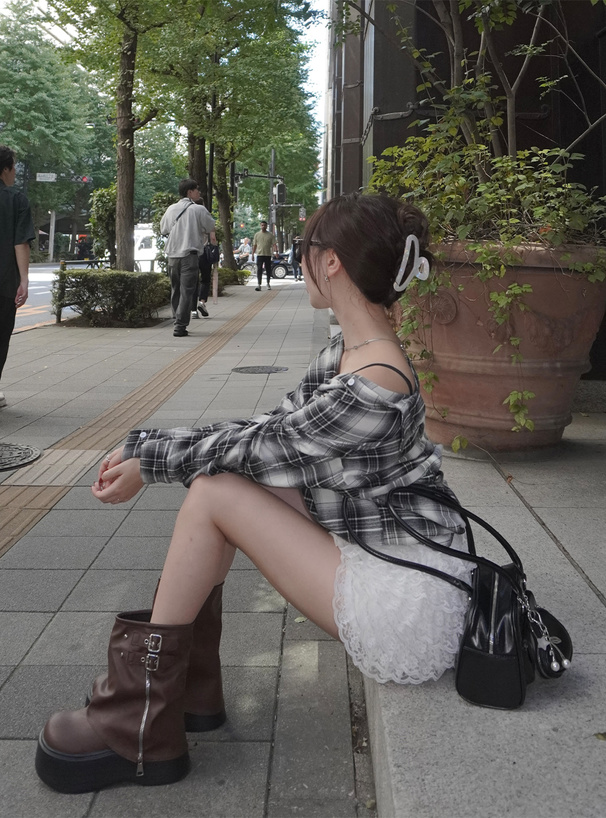 ダブルベルトレザーブーツ