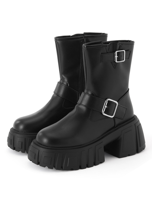 ダブルベルト厚底ショートブーツ[ci597] | レディースファッション通販