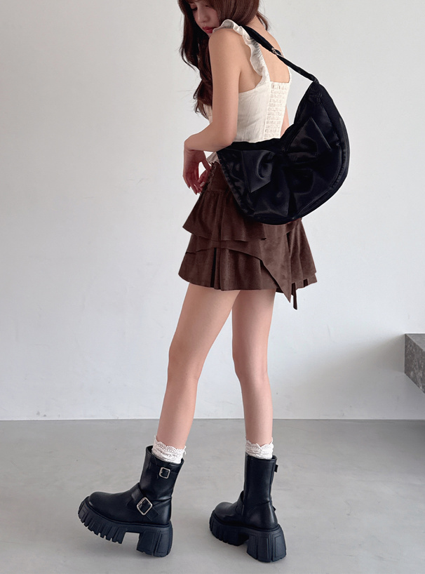 ダブルベルト厚底ショートブーツ[ci597] | レディースファッション通販