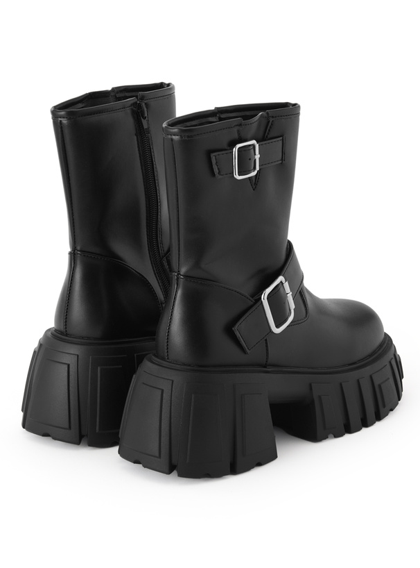 ダブルベルト厚底ショートブーツ