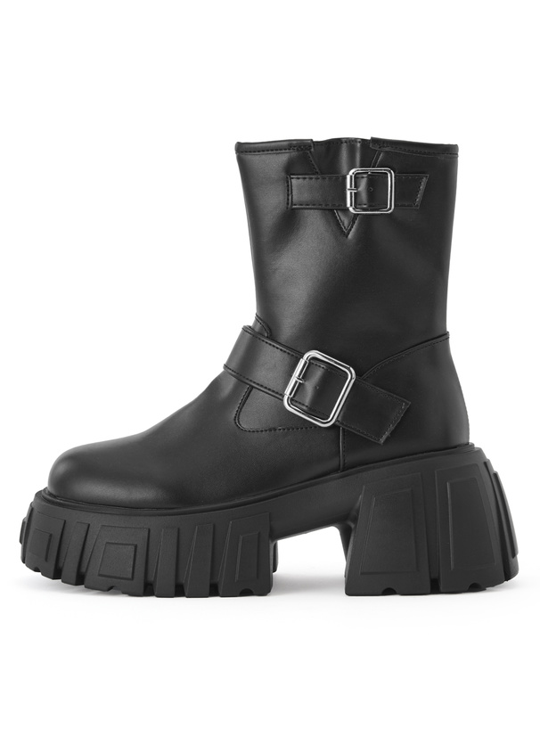 ダブルベルト厚底ショートブーツ