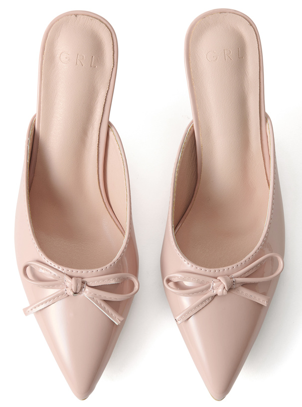 エナメルリボンミュール