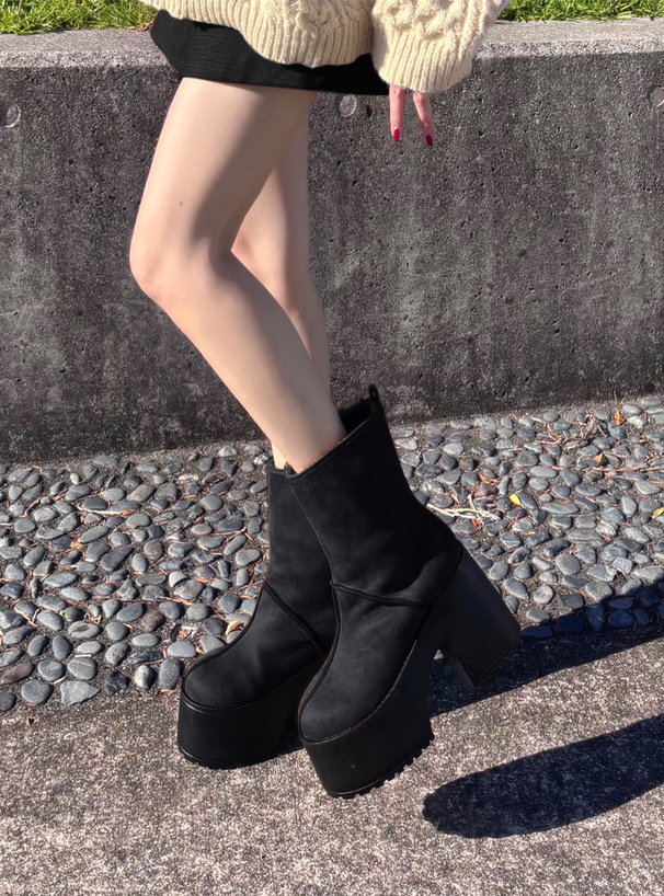 厚底ヒールムートンミドルブーツ[ci627] | レディースファッション通販