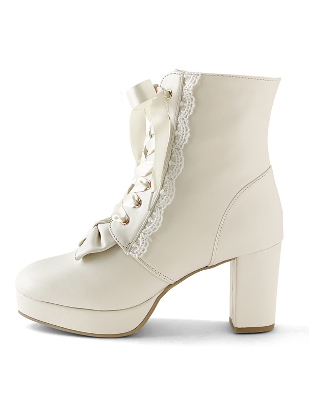 リボンレースアップショートブーツ