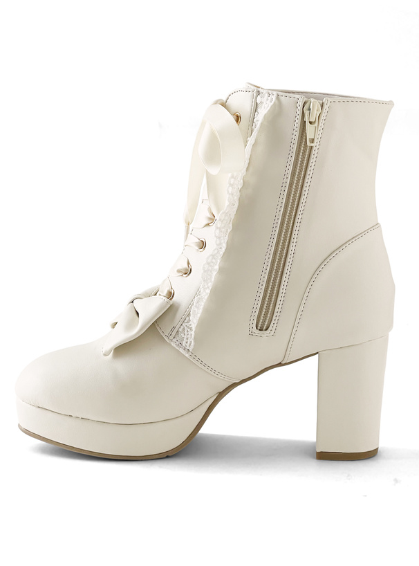 リボンレースアップショートブーツ