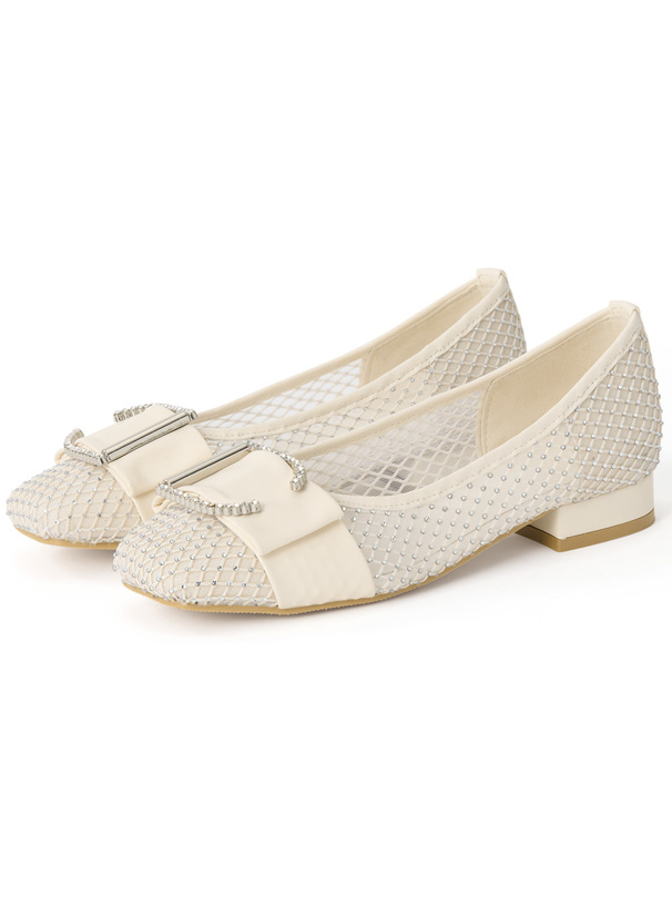 メッシュラインストーンパンプス