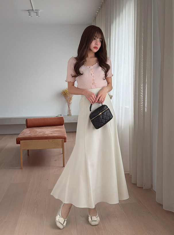 メッシュラインストーンパンプス