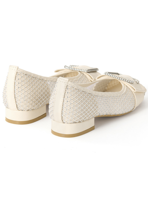 メッシュラインストーンパンプス