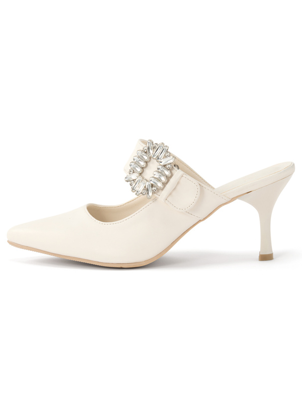 ビジューベルトミュールパンプス