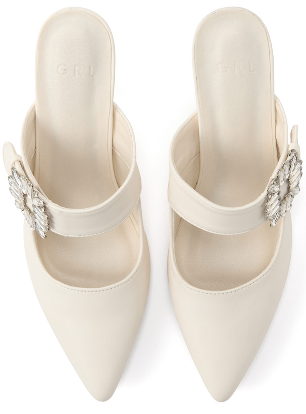 ビジューベルトミュールパンプス