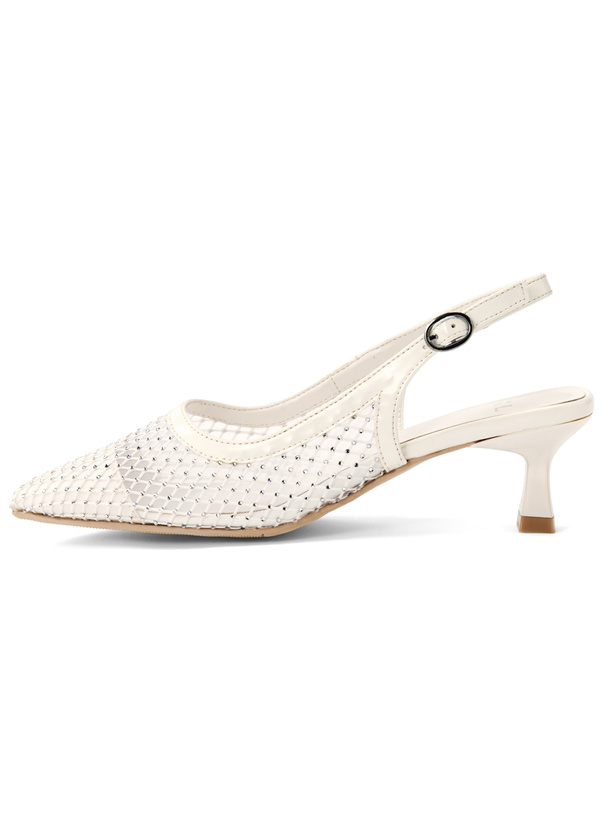 メッシュラインストーンミュールパンプス