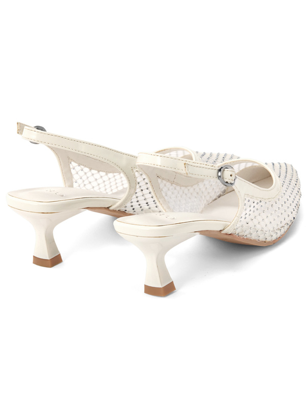 メッシュラインストーンミュールパンプス