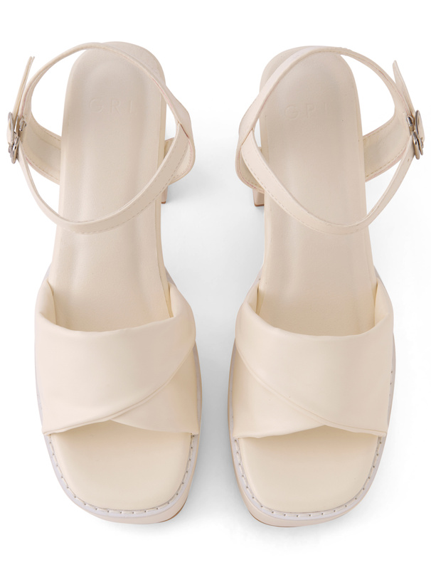 ツイストデザイン厚底ヒールサンダル