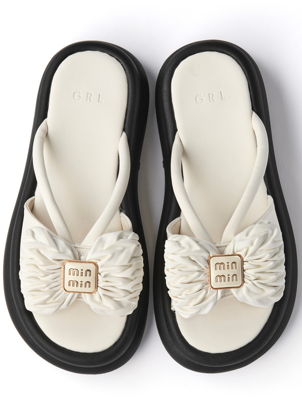 キルティングリボンサンダル