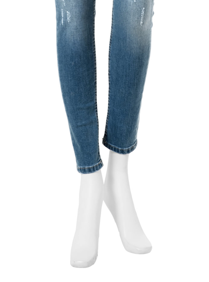 バックヒップスリットデザインスキニーデニムパンツ