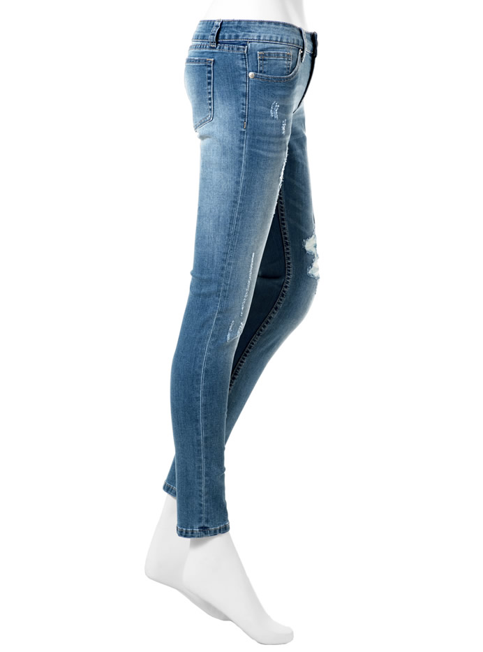 バックヒップスリットデザインスキニーデニムパンツ