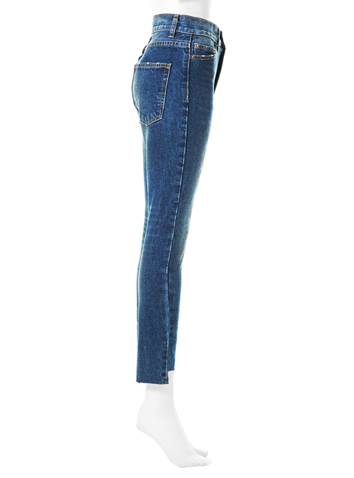 ステップヘムストレートデニムパンツ