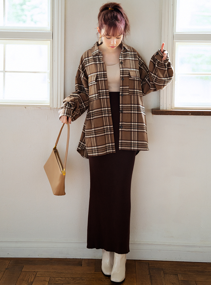リブニットロングスカート