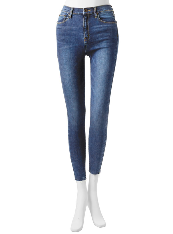 カットオフストレッチスキニーデニムパンツ