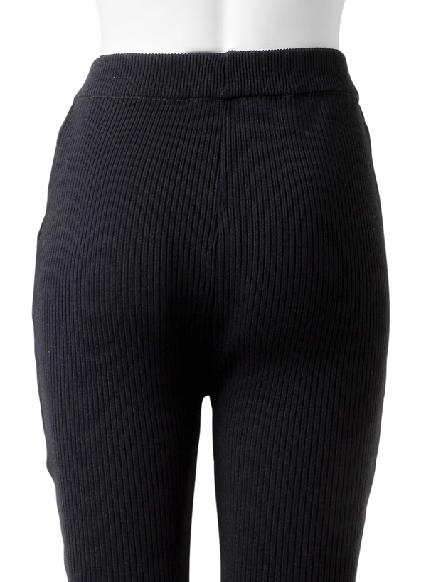 ダメージ加工リブニットフレアパンツ