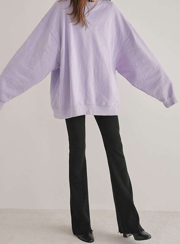 ダメージ加工リブニットフレアパンツ
