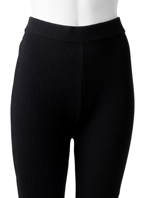 ダメージ加工リブニットフレアパンツ