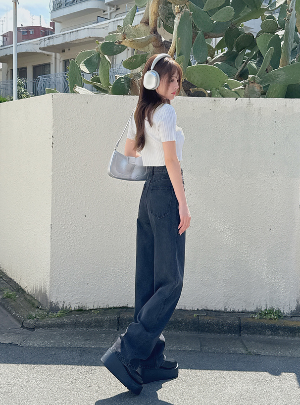 ハイウエストストレートデニムパンツ