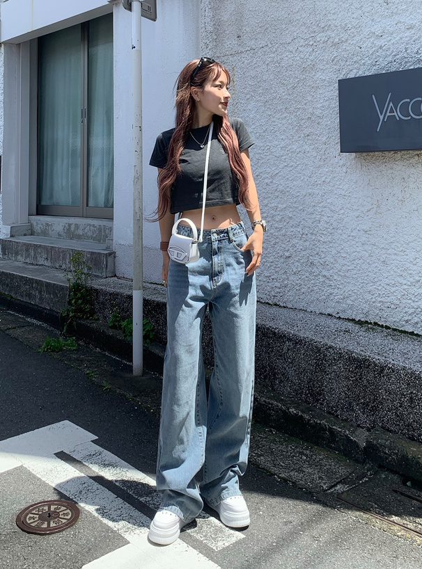 ストレートワイドデニムパンツ