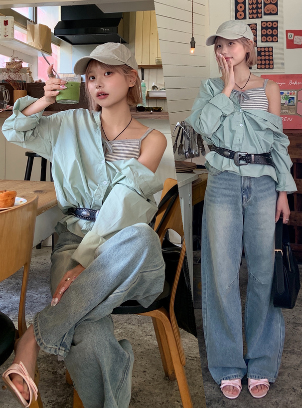 ワイドカーブデニムパンツ