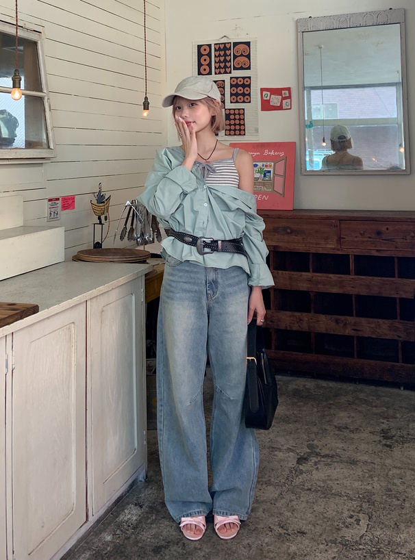 ワイドカーブデニムパンツ