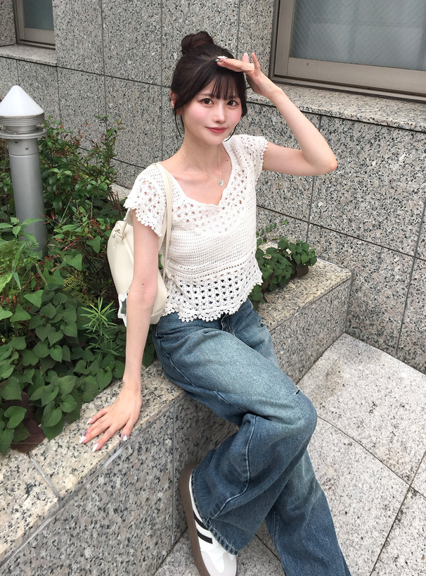 ワイドカーブデニムパンツ