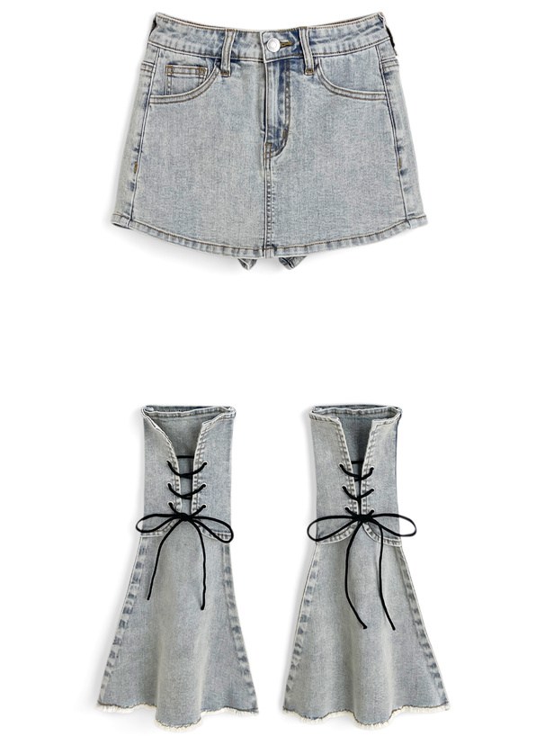 レッグウォーマー付きデニムキュロット