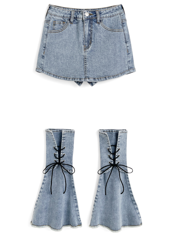 レッグウォーマー付きデニムキュロット