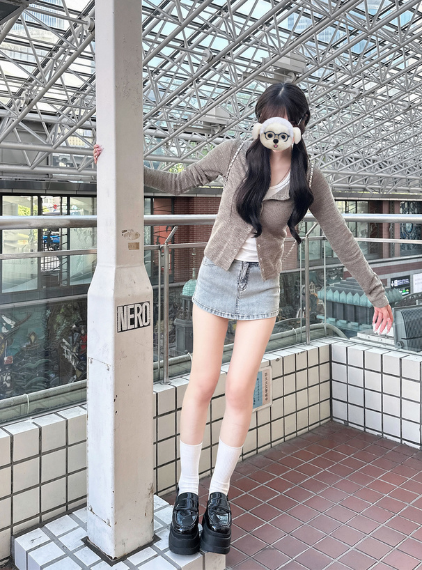 レッグウォーマー付きデニムキュロット