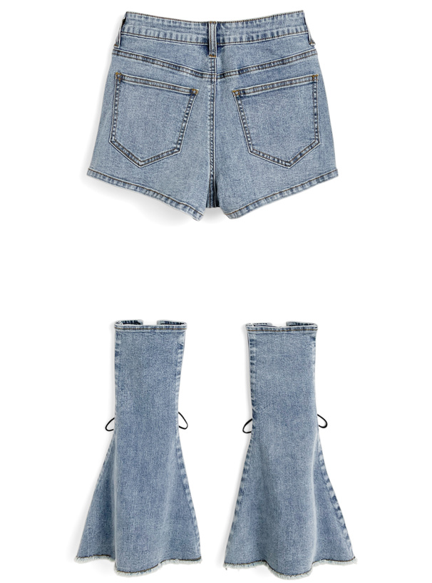 レッグウォーマー付きデニムキュロット