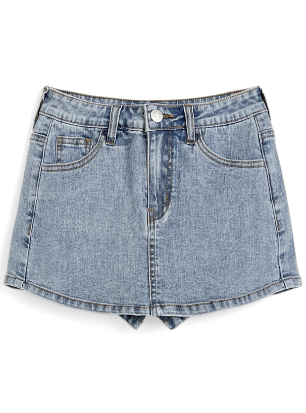 レッグウォーマー付きデニムキュロット