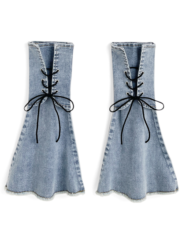 レッグウォーマー付きデニムキュロット