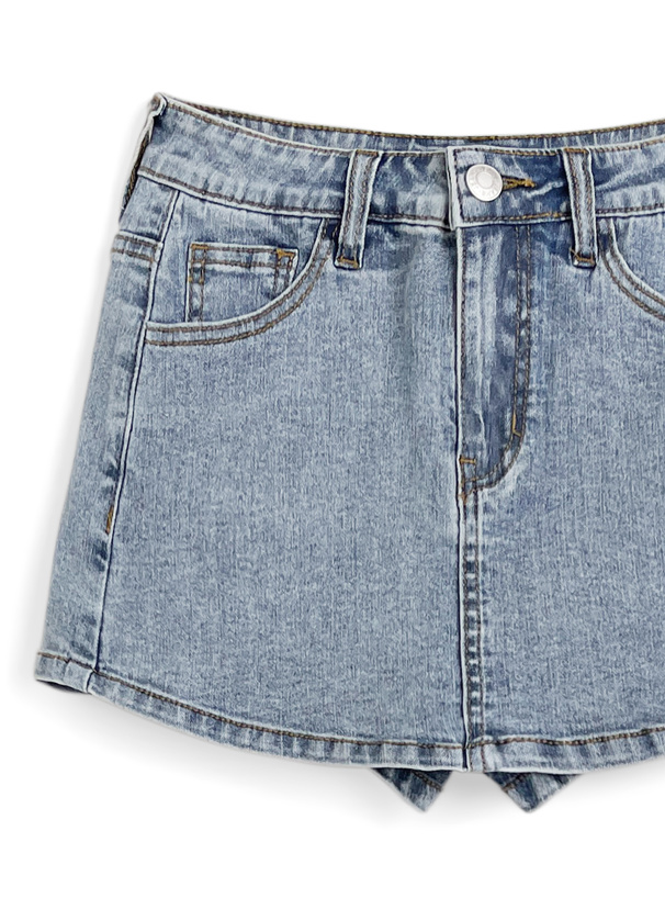 レッグウォーマー付きデニムキュロット