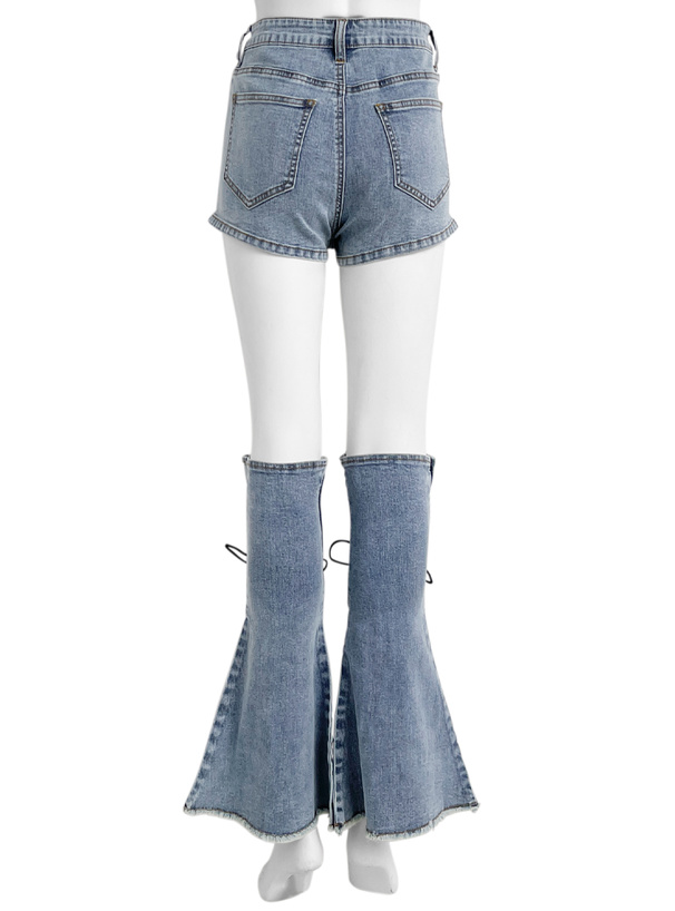 レッグウォーマー付きデニムキュロット