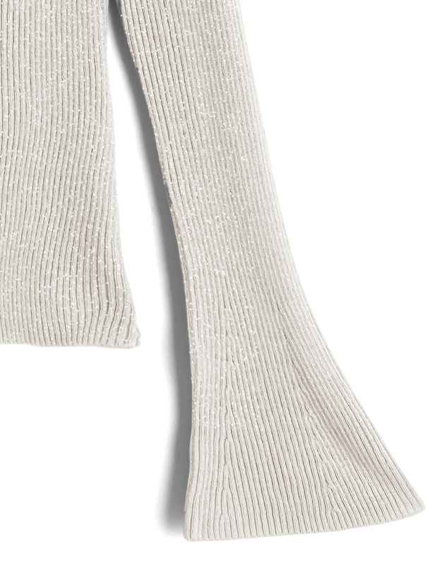 ラメリブフレアスリーブニットトップス