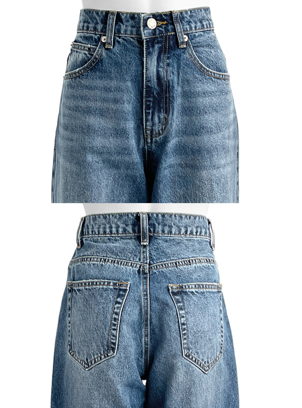 アシンメトリーワイドデニムパンツ