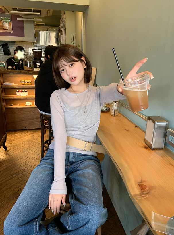 アシンメトリーワイドデニムパンツ