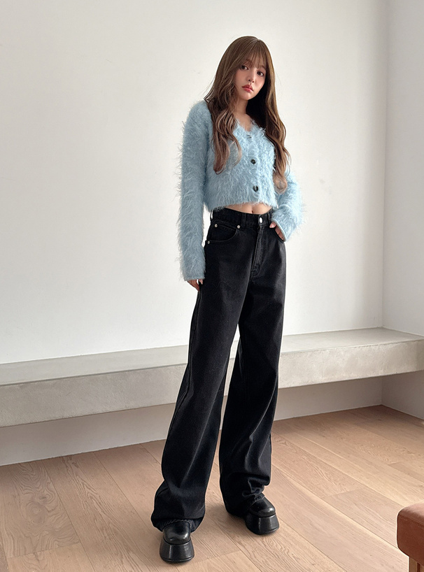 アシンメトリーワイドデニムパンツ