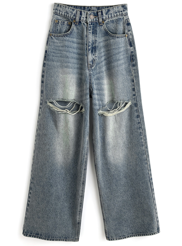 ILLIT アイリット BEB ダメージワイドデニムパンツ[cu579]