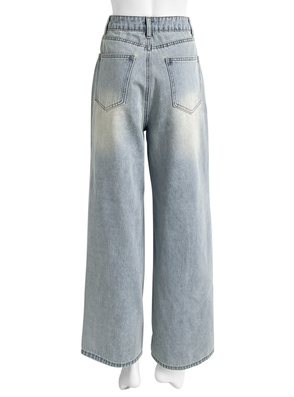 レースダメージデニムパンツ