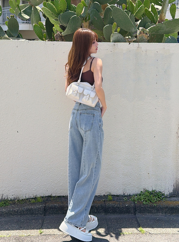 バック切替ワイドデニムパンツ[cu604] | レディースファッション通販の