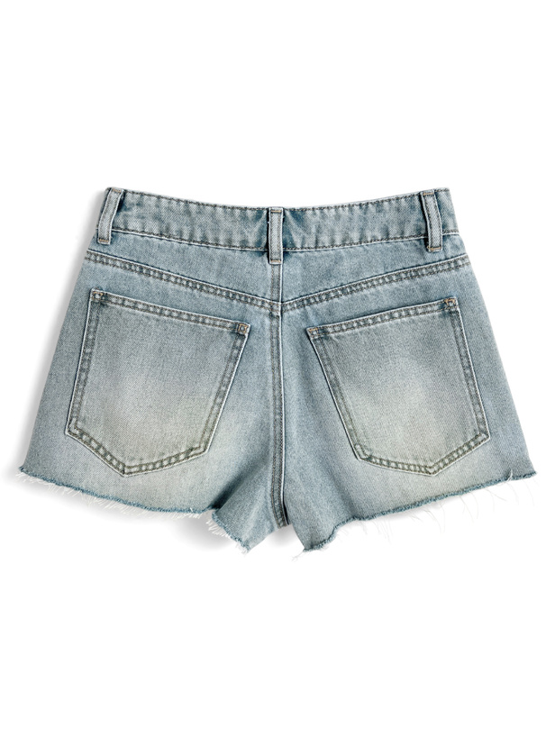 フリンジデニムショートパンツ